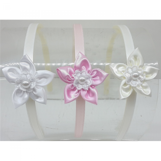Frontino capelli con perla bimba battesimo